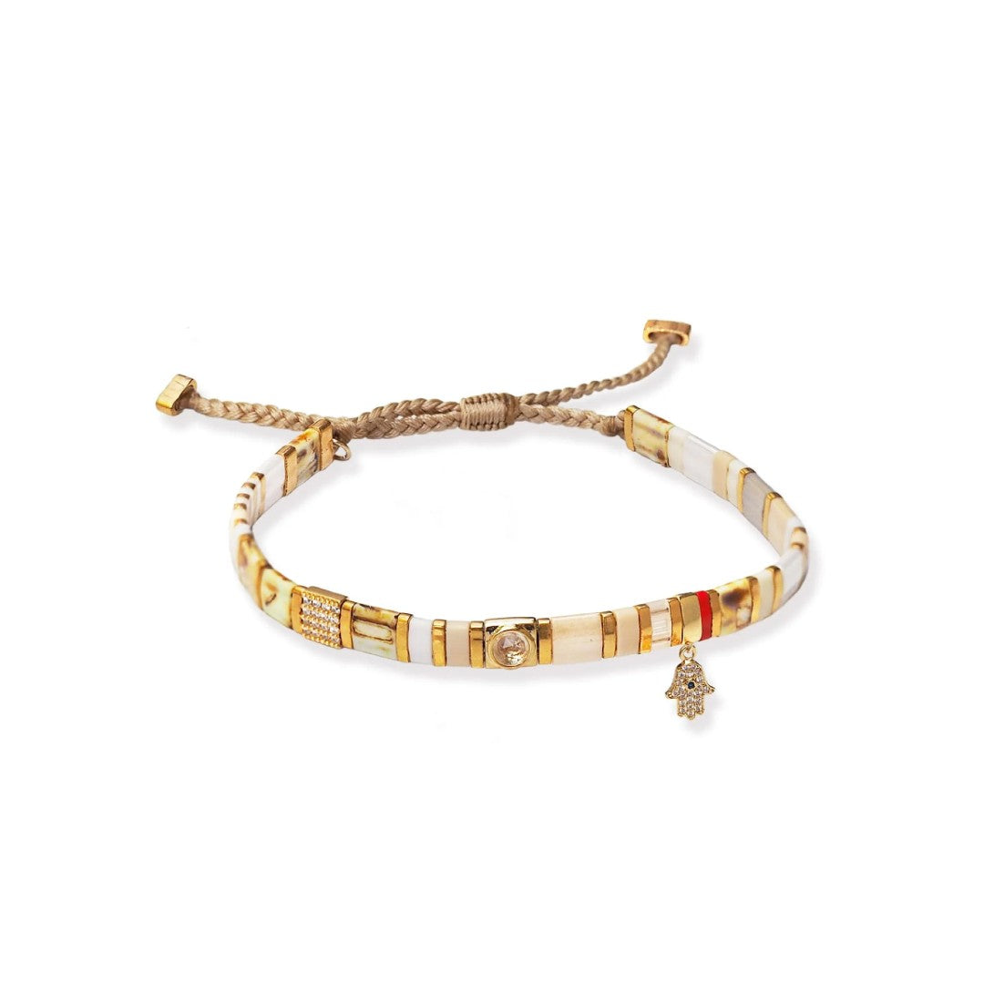 Tila Beaded Bracelet with Hamsa Charm