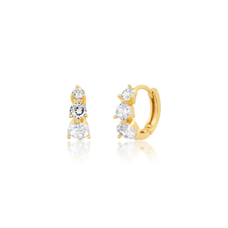 Triple Crystal Huggie Hoops