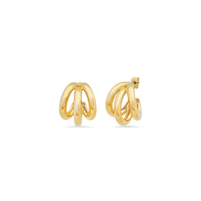 Triple Row Tubular Gold Hoops