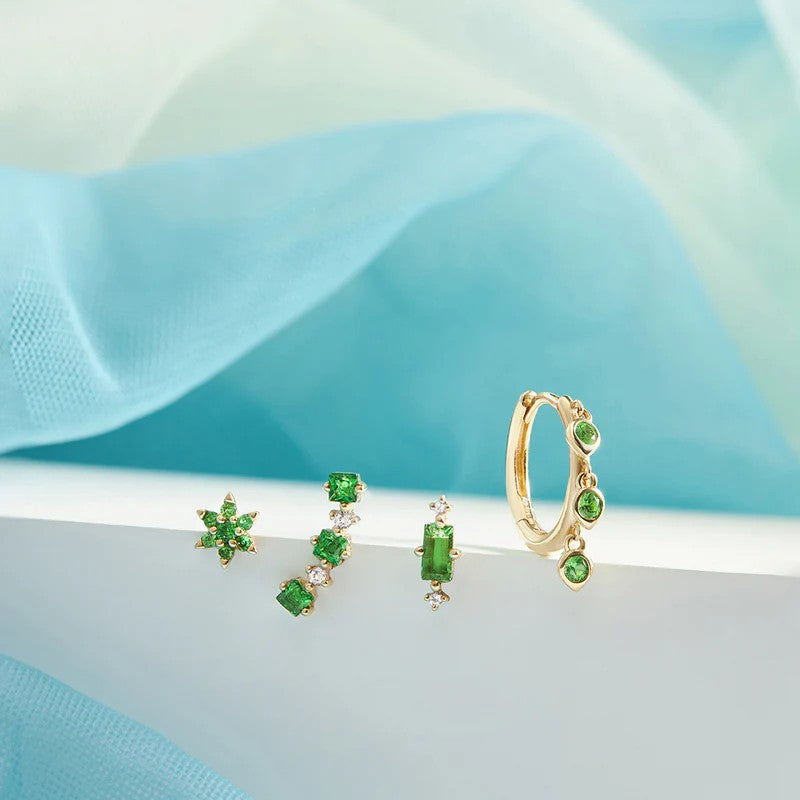 AURELIE GI Jaida Tsavorite & White Sapphire Single Earring