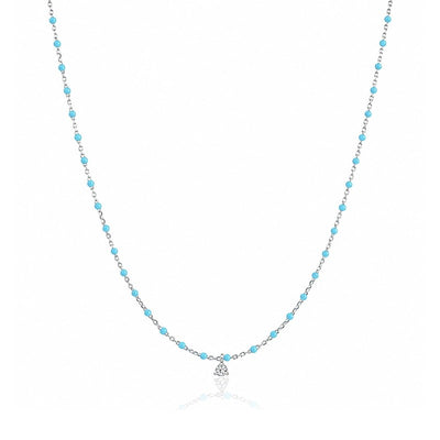 Turquoise Enamel Beaded Necklace