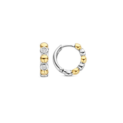 Ti Sento Milano Alternating Two Tone Huggie Hoops