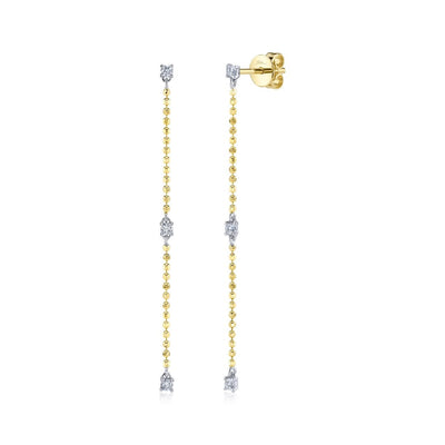 Shy Creation Diamond Faceted Ball Chain Earrings