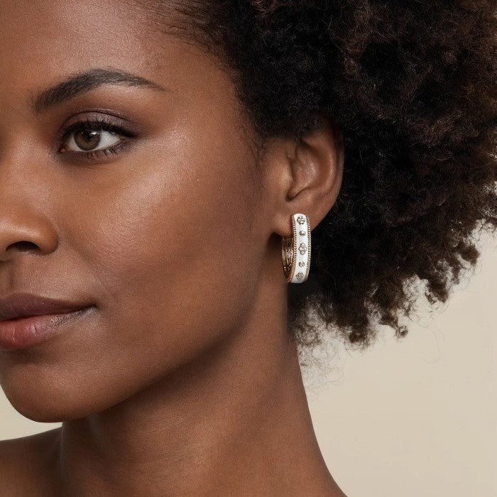 Gabriel & Co. Diamond White Enamel Bujukan Hoops