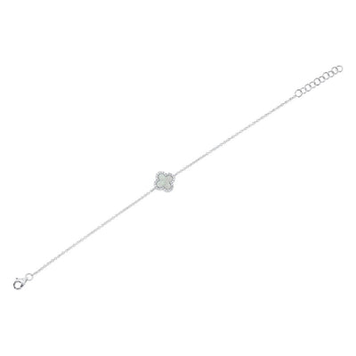 Shy Creation Mother of Pearl and Diamond Clover Bracelet