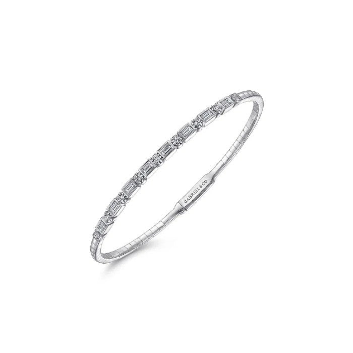 Gabriel & Co. Alternating Baguette and Round Diamond Bangle