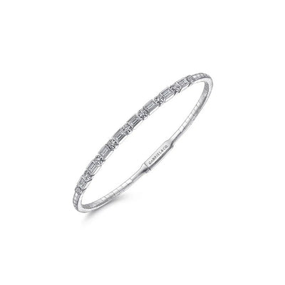 Gabriel & Co. Alternating Baguette and Round Diamond Bangle