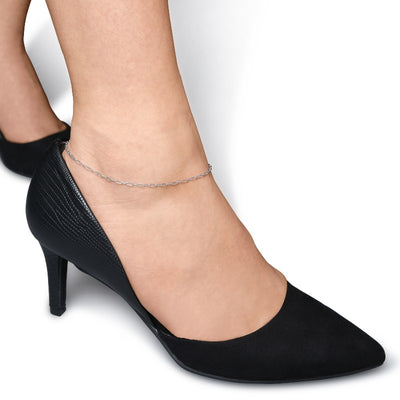 Paperclip Chain Anklet in White Gold