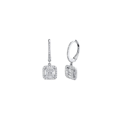 Shy Creation Baguette Diamond Drop Earrings