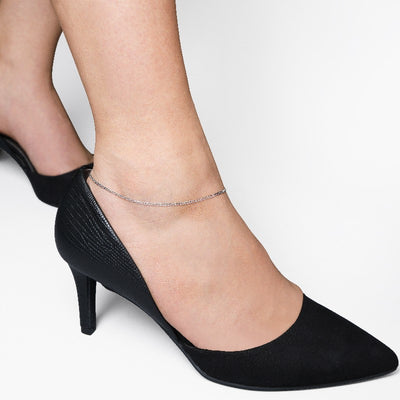Open Curb Chain Anklet in White Gold