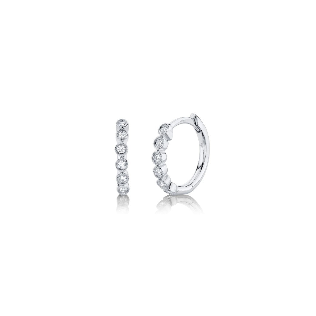 Shy Creation Diamond Bezel Huggie Earrings