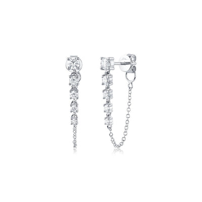 Shy Creation Front to Back Chain Diamond Earrings