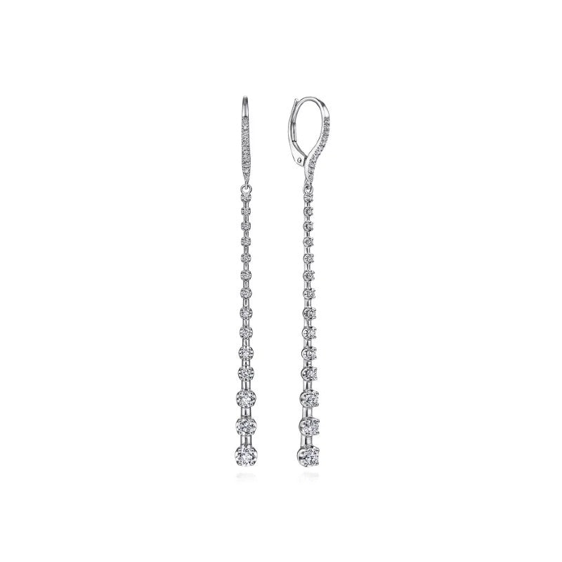 Gabriel & Co. Long Graduating Diamond Bar Earrings