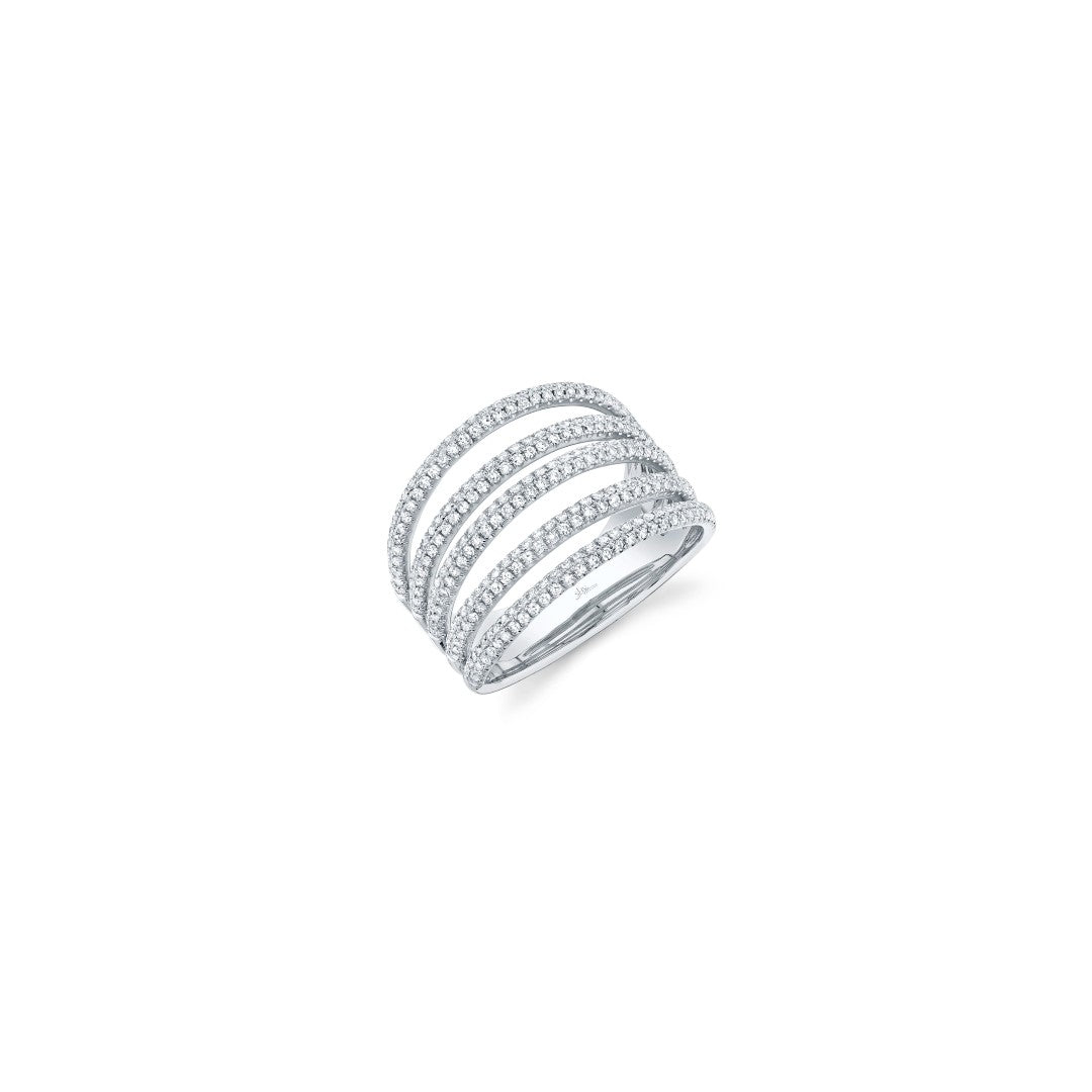 Shy Creation Multi Row Pave Diamond Wide Ring
