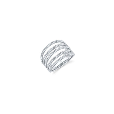 Shy Creation Multi Row Pave Diamond Wide Ring