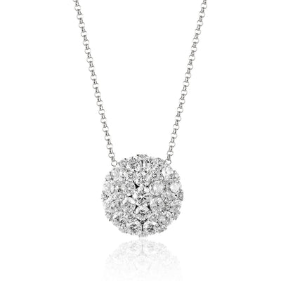 Round Diamond Cluster Pendant Necklace