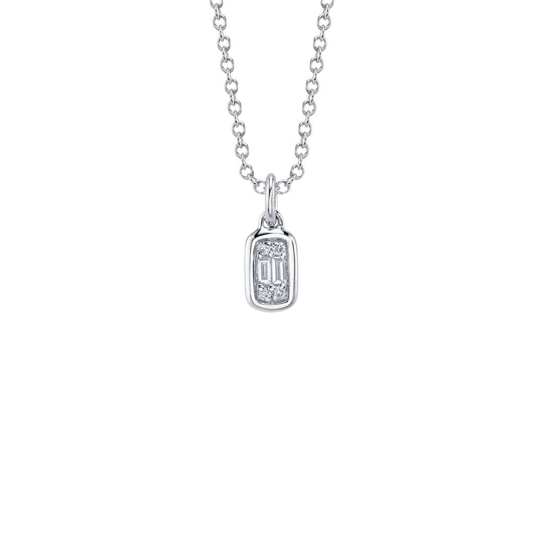Shy Creation Baguette Diamond Bezel Necklace