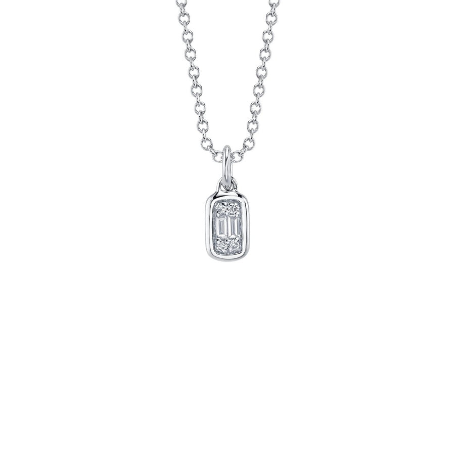 Shy Creation Baguette Diamond Bezel Necklace