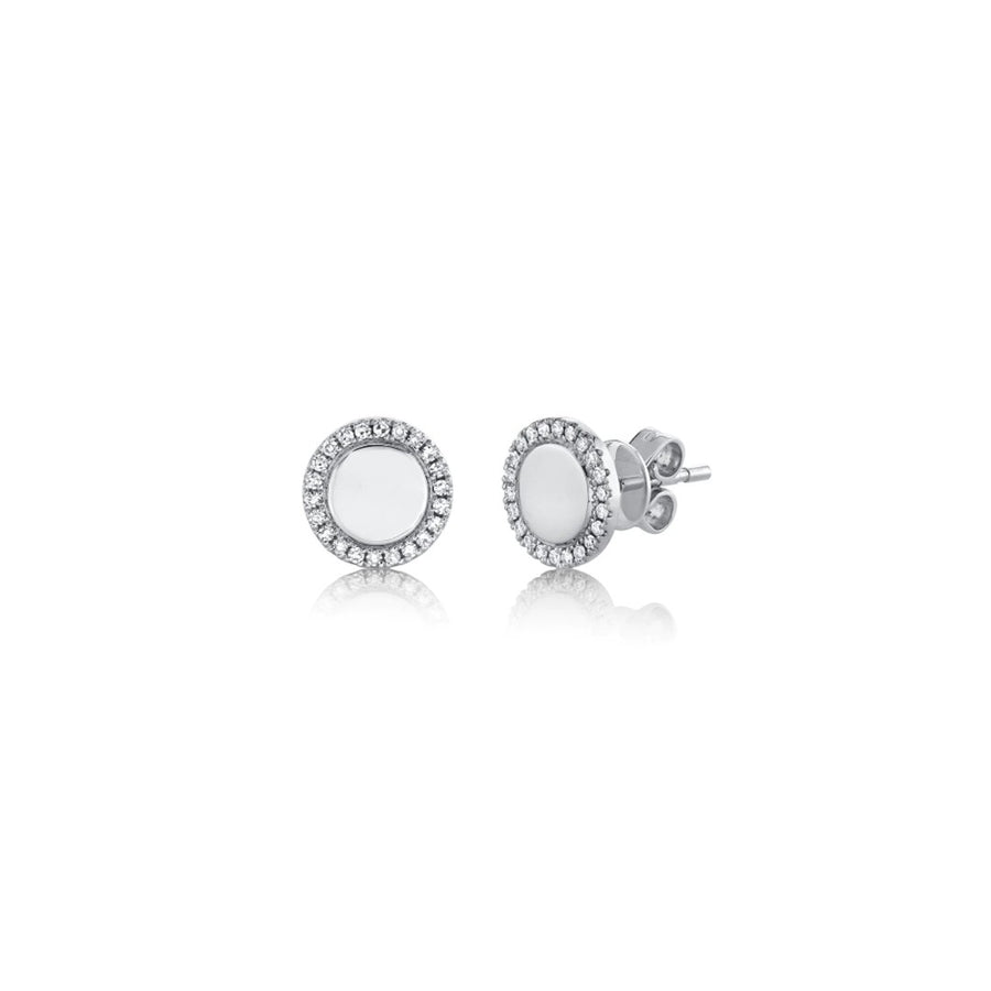 Shy Creation Diamond Halo Disc Earrings