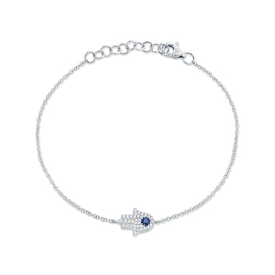 Shy Creation Diamond & Sapphire Hamsa Bracelet