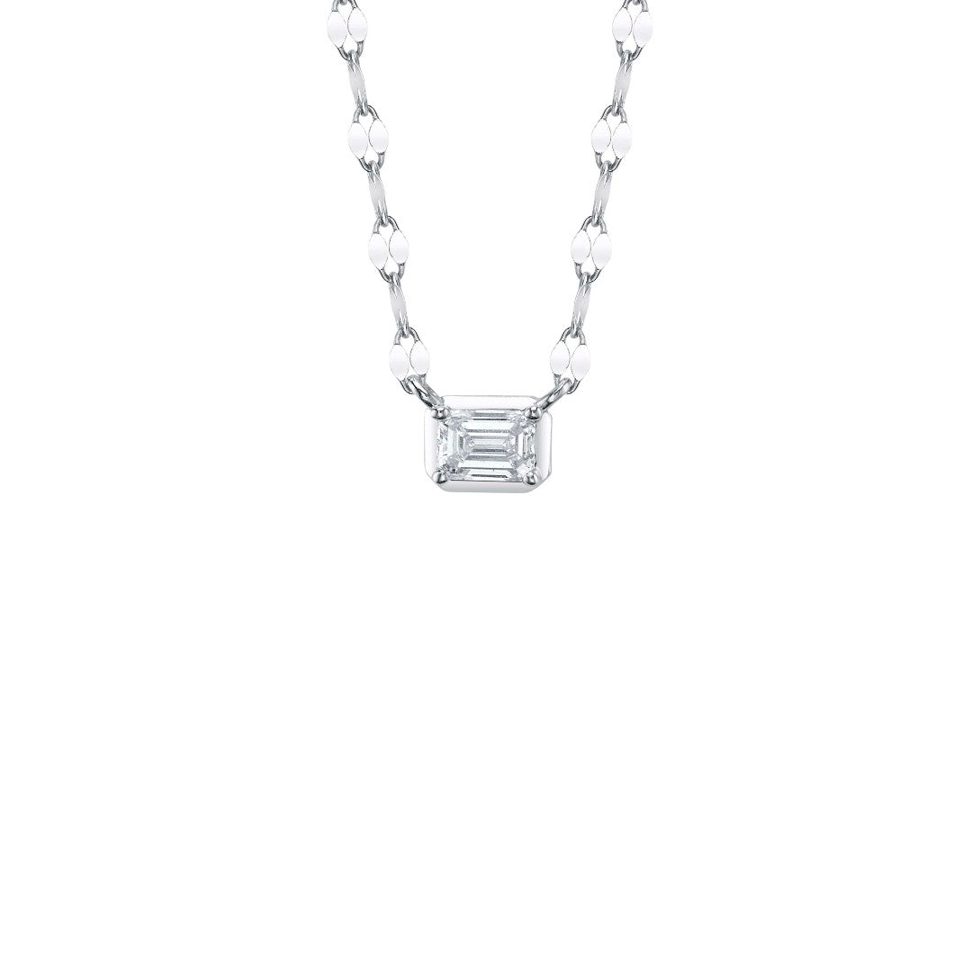 Shy Creation Emerald Cut Diamond Sparkle Chain Necklace