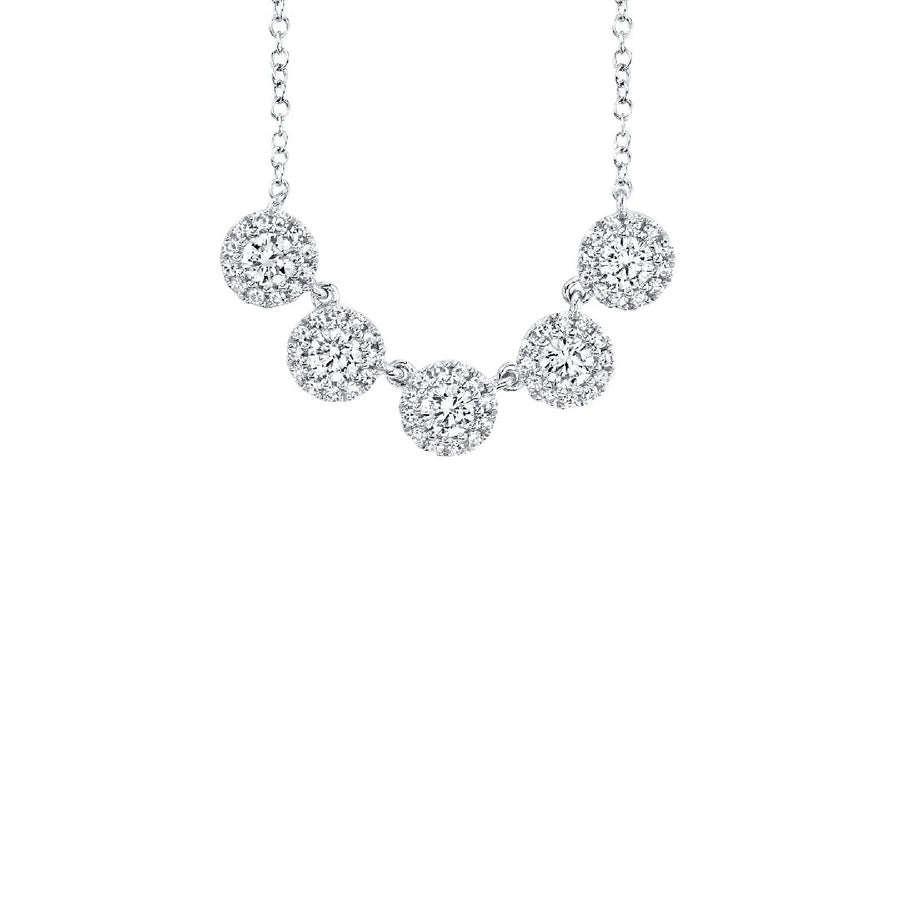 Shy Creation Pave Diamond Five Circles Necklace