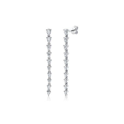 Shy Creation Pear Diamond Linear Earrings