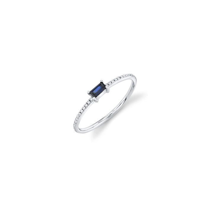 Shy Creation Sapphire Baguette & Diamond Ring