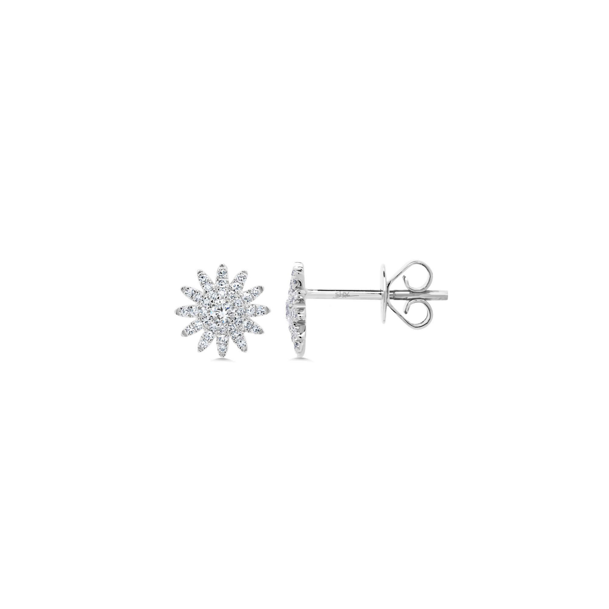 Shy Creation Diamond Pave Sunburst Stud Earrings