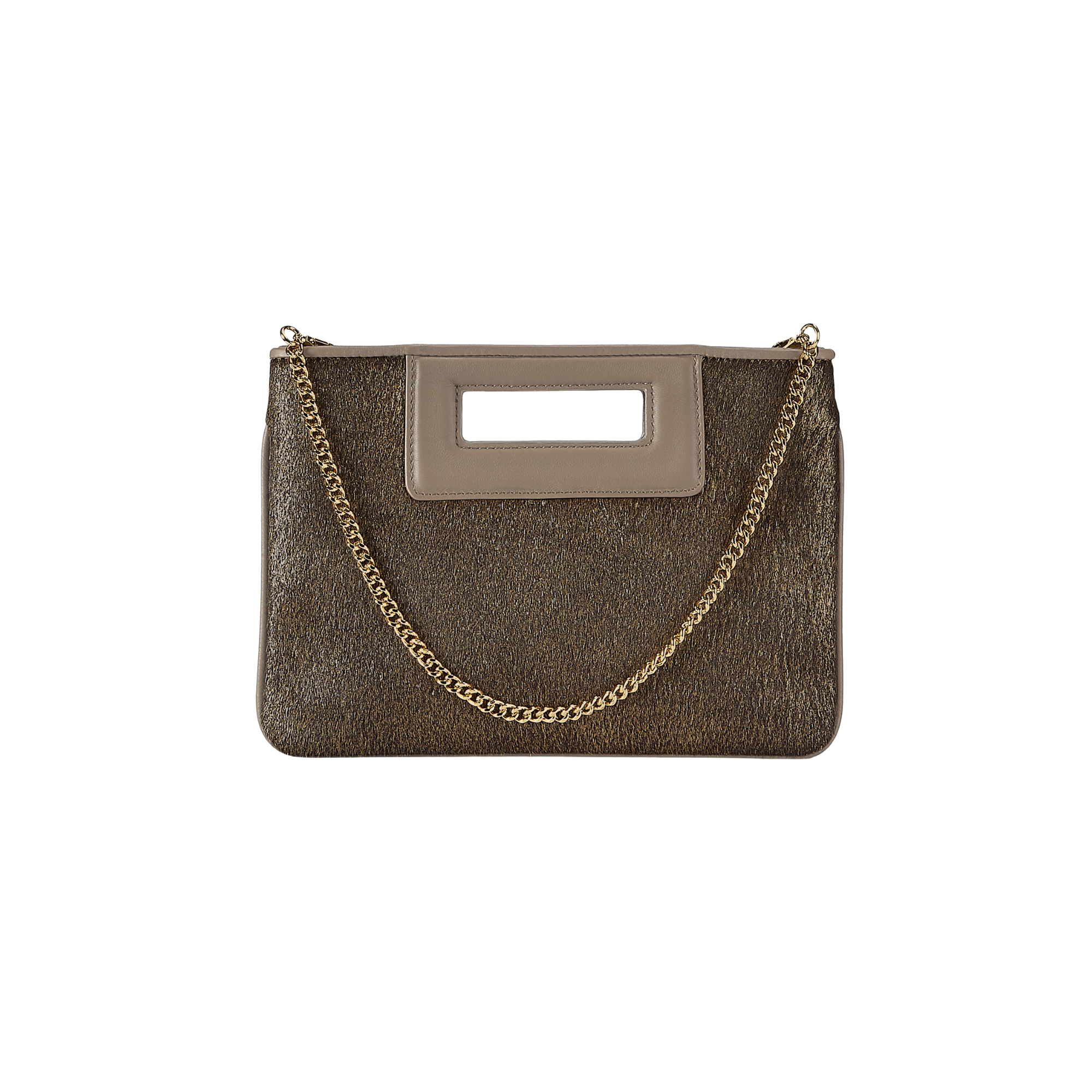 Gigi NY Willa Clutch in Gold Washed Haircalf