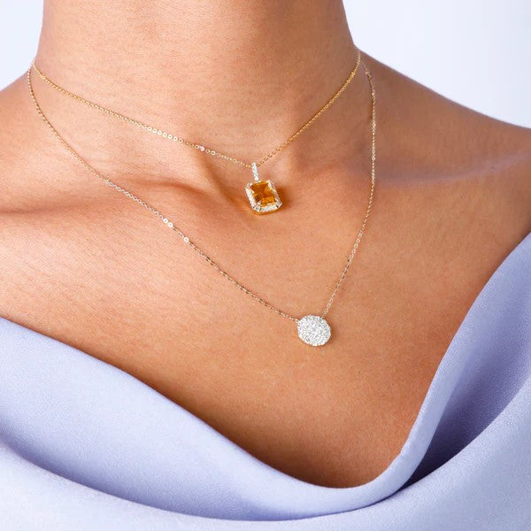 Diamond Cluster Disc Necklace