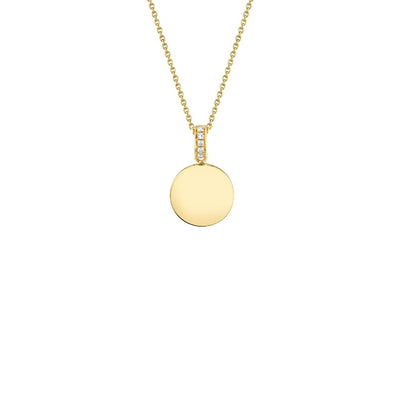 Shy Creation Flat Disc with Diamond Bail Necklace