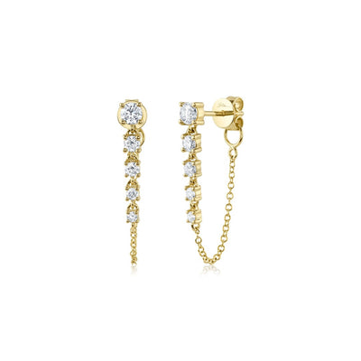 Shy Creation Front to Back Chain Diamond Earrings