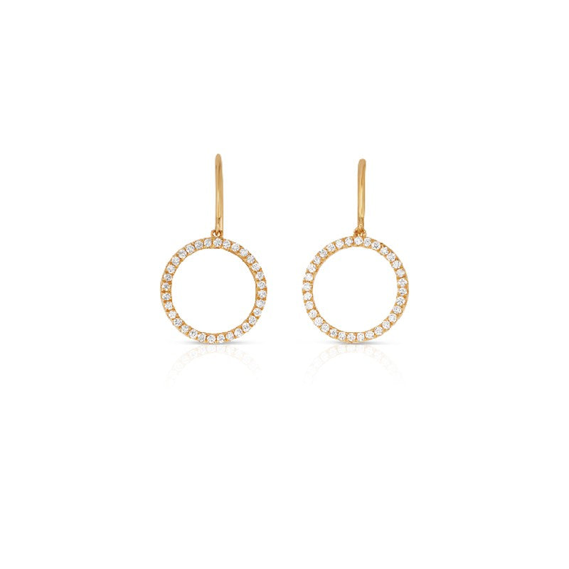 Tara Mikolay Yellow Gold Open Circle Diamond Earrings