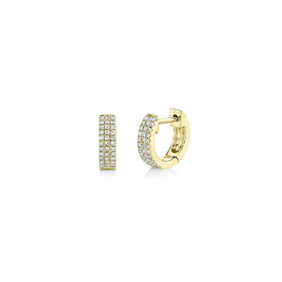 Shy Creation Pave Diamond Huggie Hoops