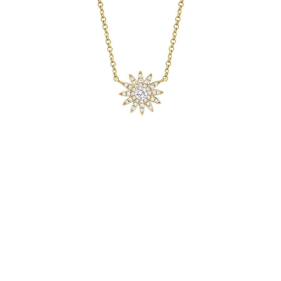 Shy Creation Pave Diamond Starburst Necklace