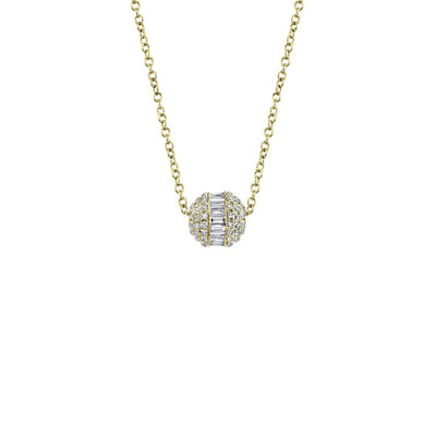 Shy Creation Baguette Diamond Barrel Necklace