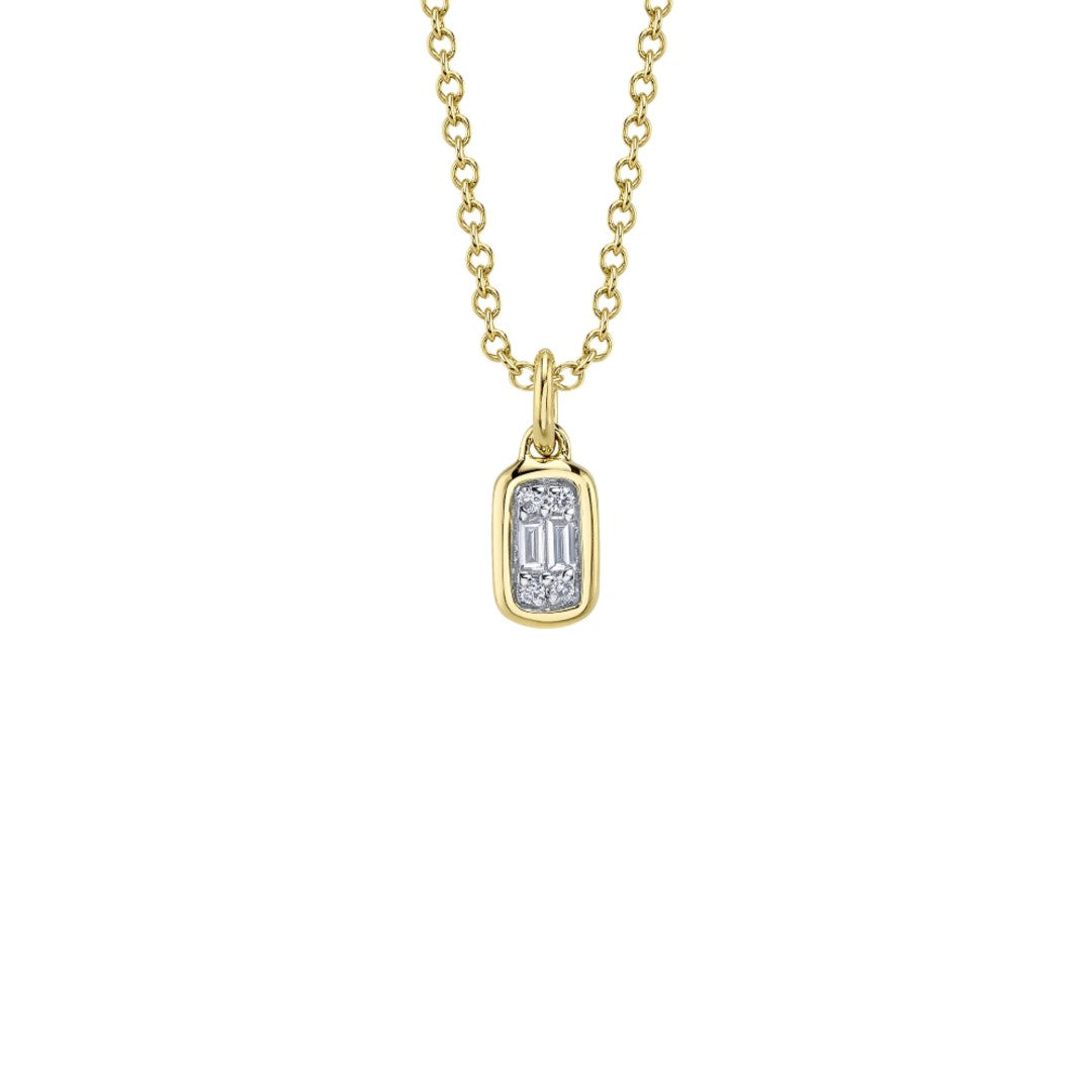Shy Creation Baguette Diamond Bezel Necklace
