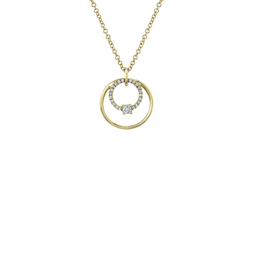 Shy Creation Diamond Double Circle Necklace