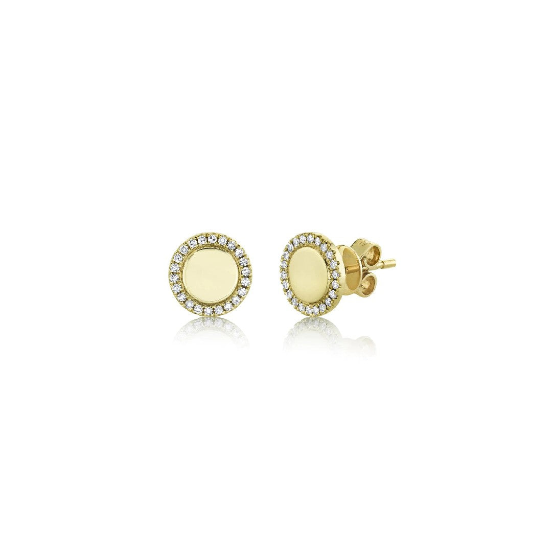 Shy Creation Diamond Halo Disc Earrings