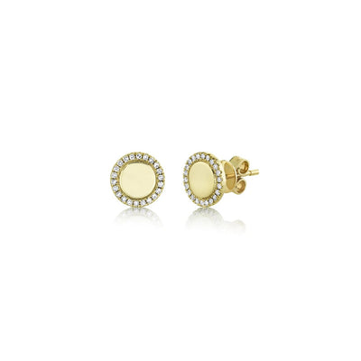 Shy Creation Diamond Halo Disc Earrings