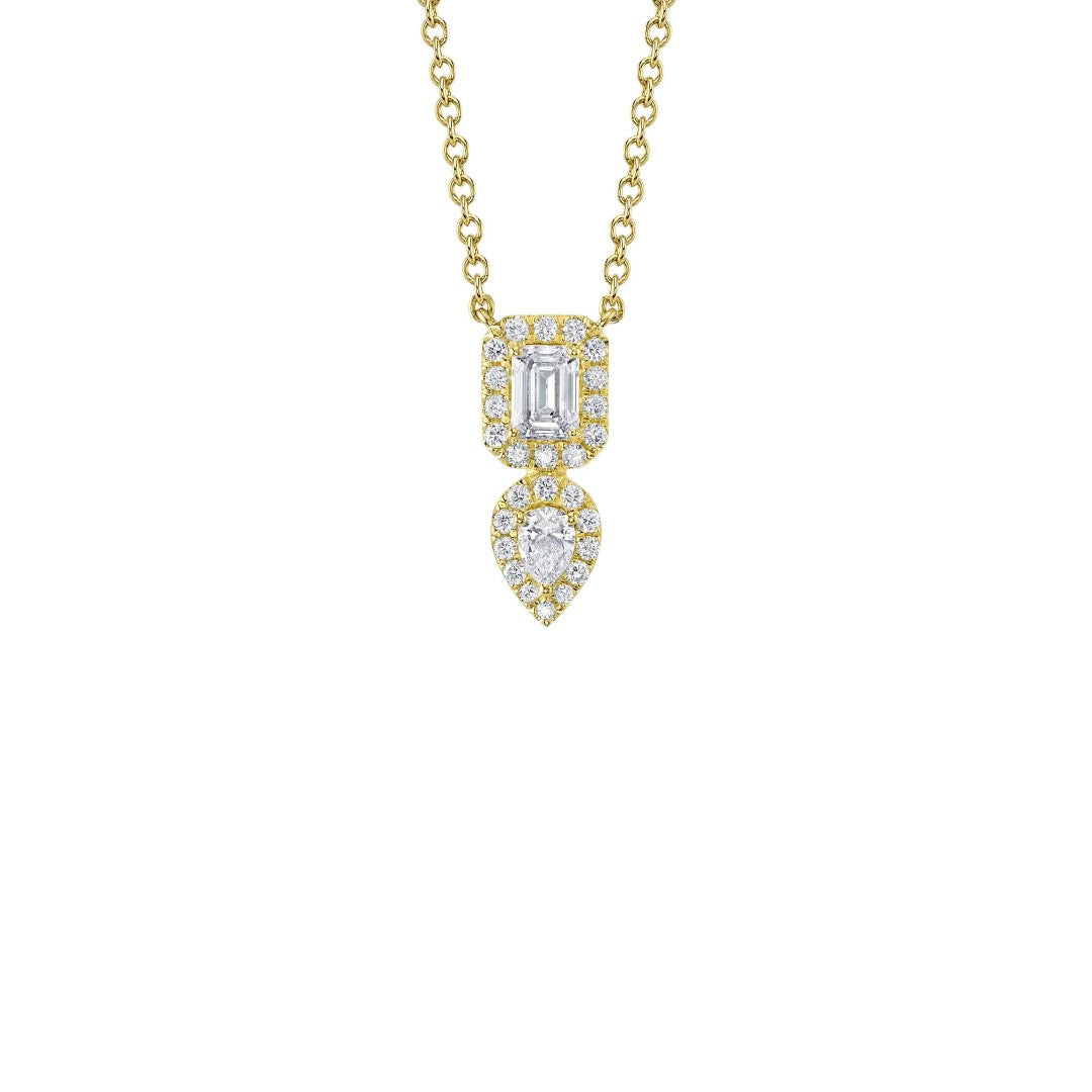 Shy Creation Emerald Cut & Pear Diamond Necklace