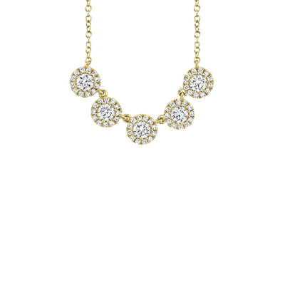 Shy Creation Pave Diamond Five Circles Necklace