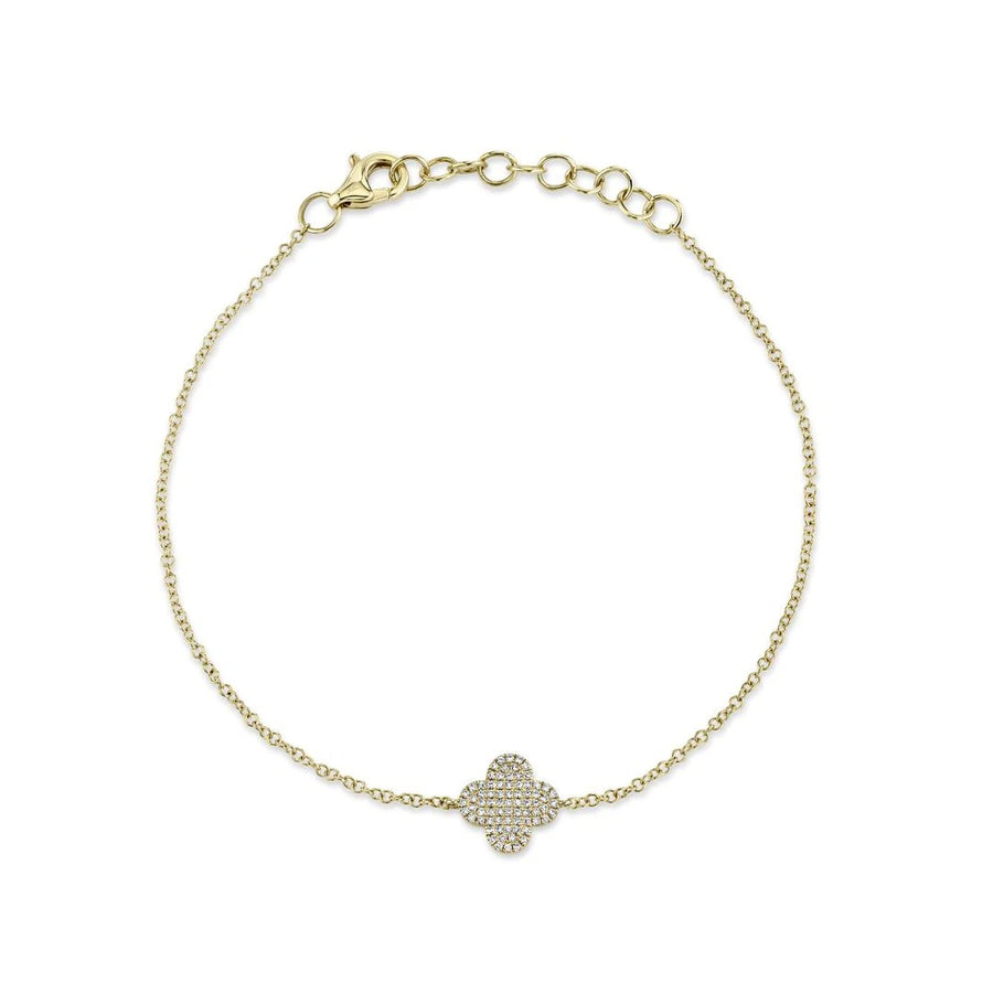 Shy Creation Pave Diamond Clover Bracelet