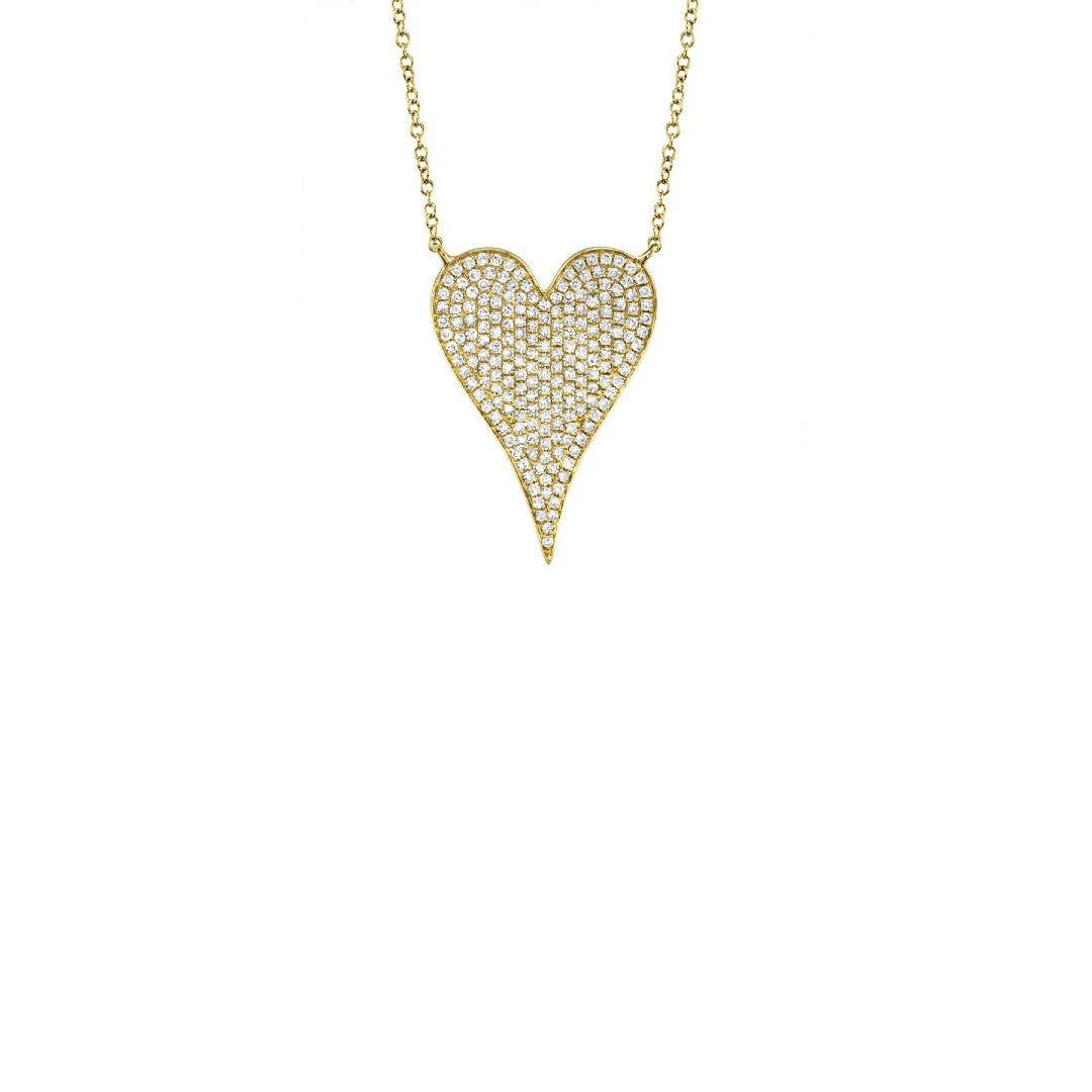 Shy Creation Pave Diamond Heart Necklace