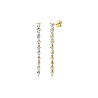 Shy Creation Pear Diamond Linear Earrings