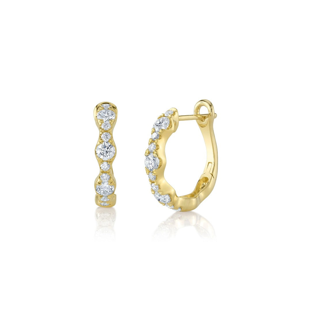 Shy Creation Wavy Diamond Hoops