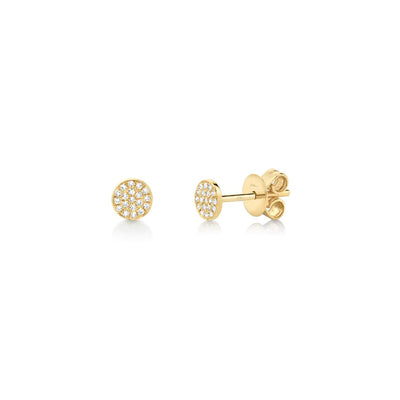 Shy Creation Small Pave Diamond Disc Studs