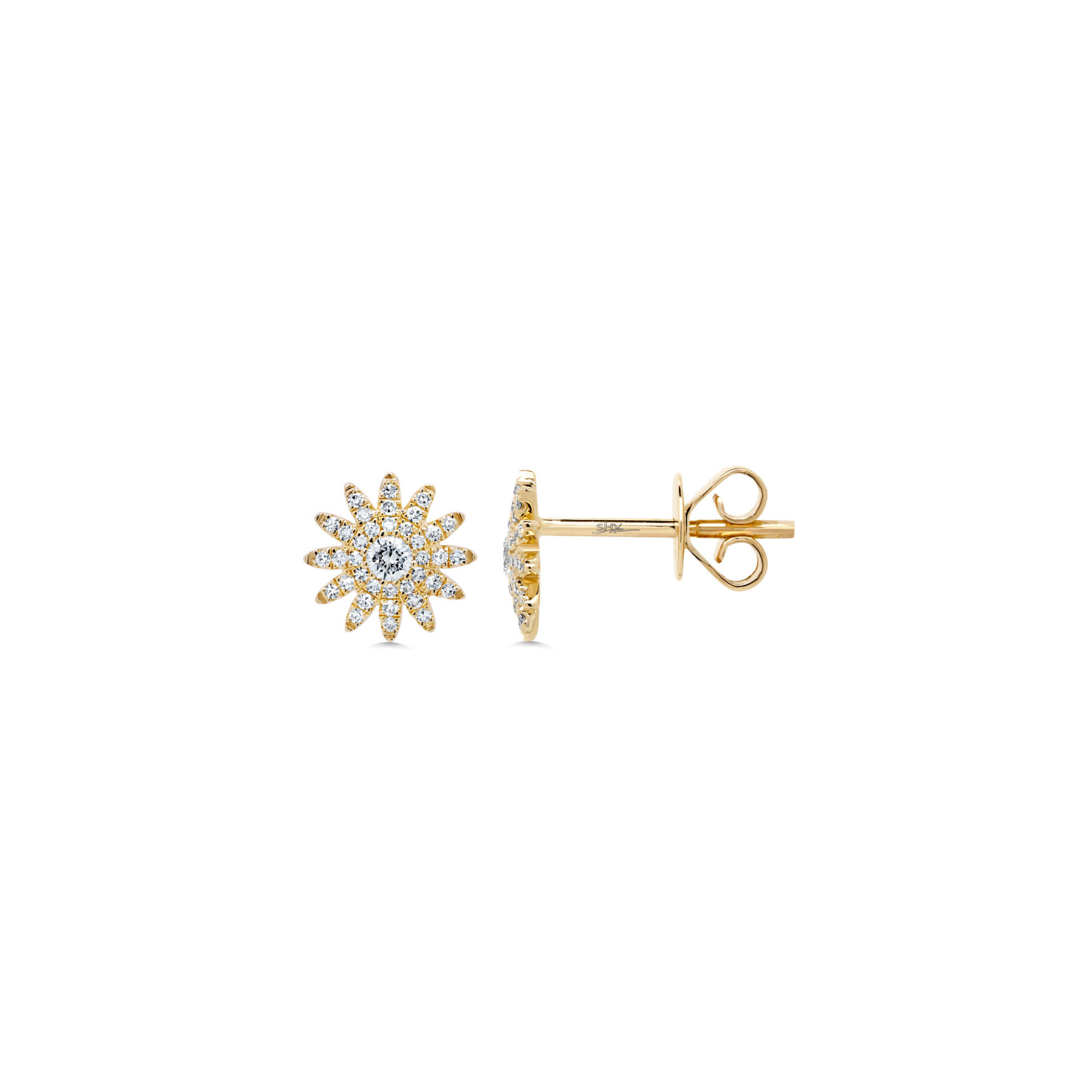 Shy Creation Diamond Pave Sunburst Stud Earrings