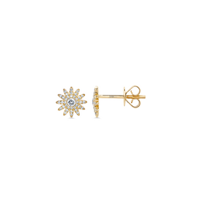 Shy Creation Diamond Pave Sunburst Stud Earrings